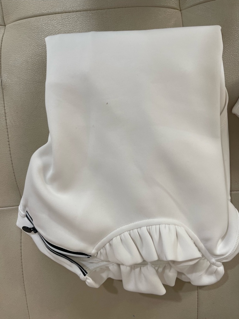 White Ruffled Skirt with Zip Detail